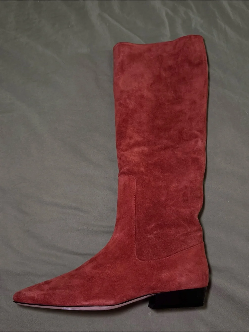 New Staud Wally Flat Boot Western 100% Suede Knee High Boots Size EU 37 US 7